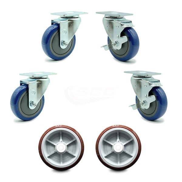 Service Caster Regency 600UBCKIT6 U-Boat Cart Caster and Wheel Replacement Set - USAREG20S414PPUBBLU-TP2-2-TLB-2PPUD820-2 - main